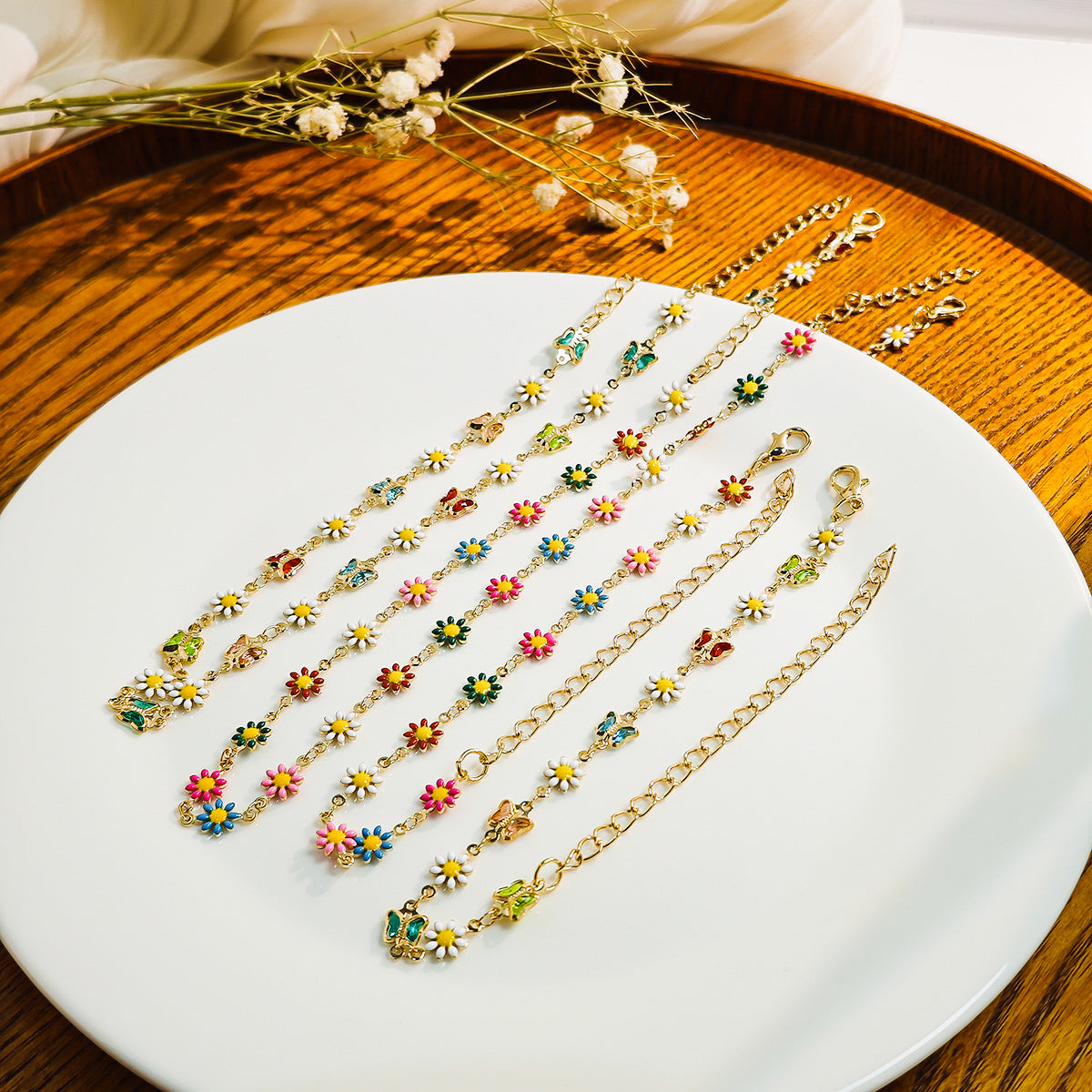 Wholesale Dopamine small fresh colorful flower necklace